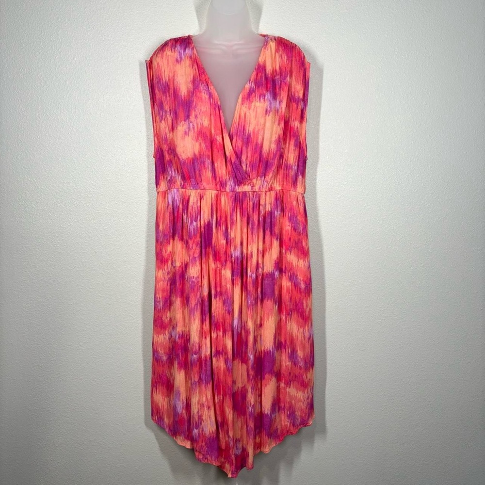 Terra & Sky Abstract Milticolor Summer Dress Size OX (14W)